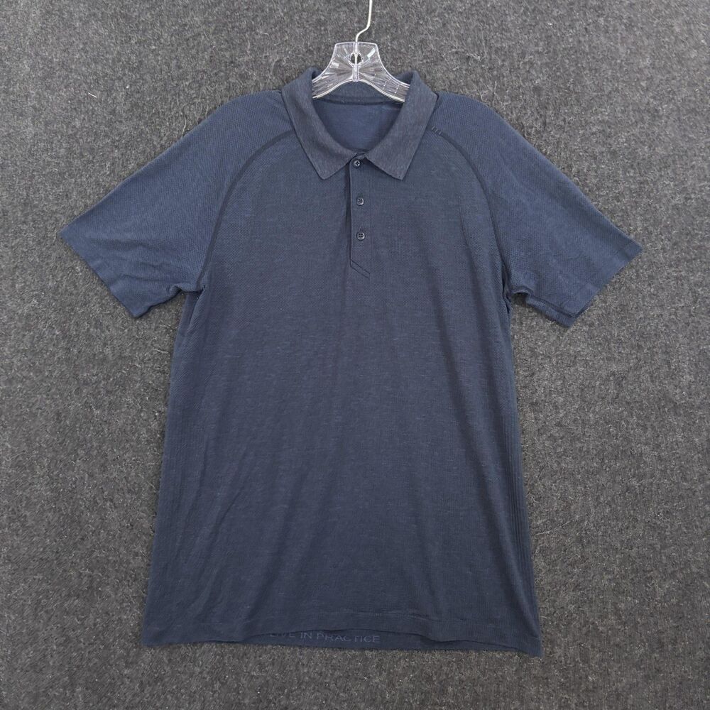 Lululemon Metal Vent Tech Polo 2.0 Shirt Men's Large Blue Performance Reflective